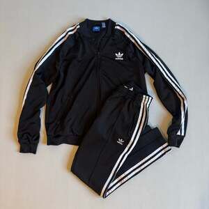 Adidas Originals Black White 3 Stripe Track Jacket Pants Tracksuit Set S L